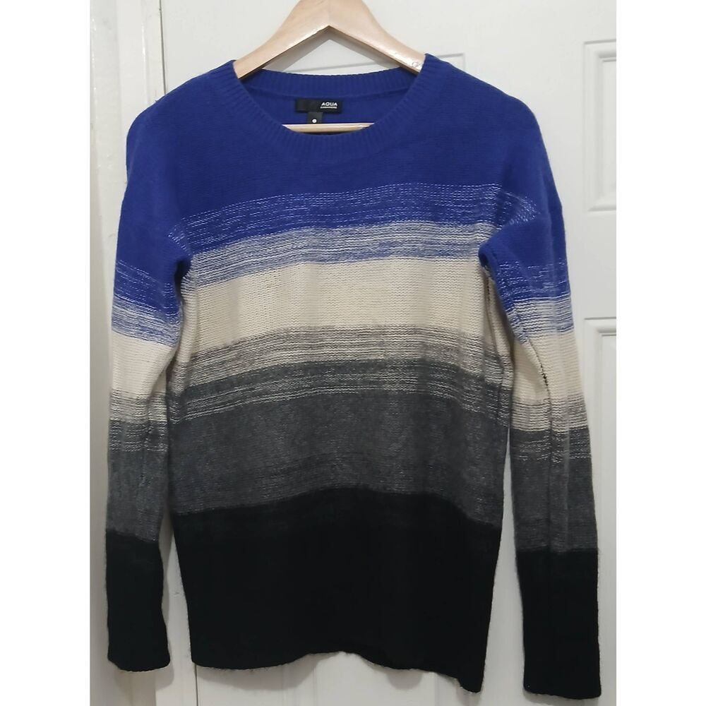 Aqua cashmere womens large 100% cashmere sweater cobalt royal blue gray